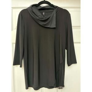 by JJ Black Cowl Neck Tunic Top Women's Medium 3/4 Sleeve Sheer‎ Hem